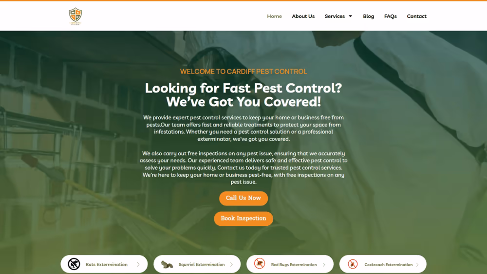 Cardiff Pest Control Website project visual