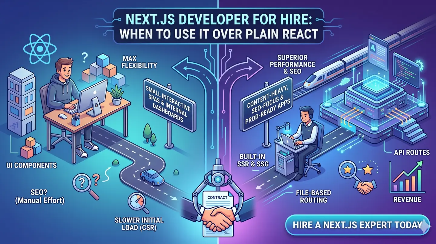 Next.js Developer for Hire: When to Use It Over Plain React